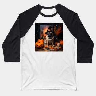 Fawn Pug Halloween Baseball T-Shirt